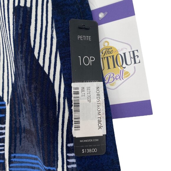 NWT NIC+ZOE 10P Pencil Skirt French Wine Bottle Print Navy Mid Rise Pinstripe - Picture 8 of 12